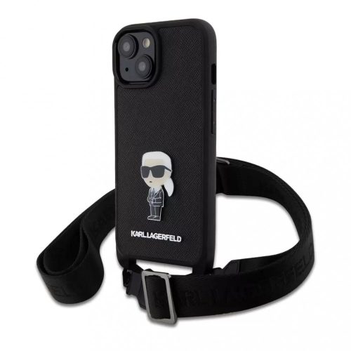 Karl Lagerfeld tok + crossbody strap fekete KLHCP15SSASKNPBK Apple Iphone 15 készülékhez