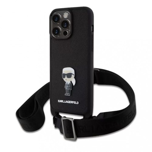 Karl Lagerfeld tok + crossbody strap fekete KLHCP15XSASKNPBK Apple Iphone 15 Pro Max készülékhez