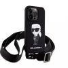 Karl Lagerfeld tok + crossbody strap fekete KLHCP15LSCBSKNK Apple Iphone 15 Pro készülékhez
