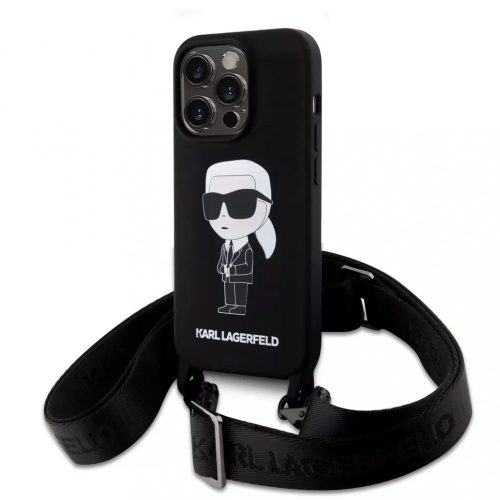 Karl Lagerfeld tok + crossbody strap fekete KLHCP15XSCBSKNK Apple Iphone 15 Pro Max készülékhez