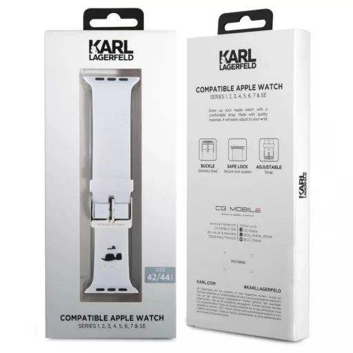Karl Lagerfeld óraszíj fehér KLAWLSLCNH Apple Watch 42mm / 44mm / 45mm / 49mm