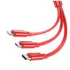 Hoco X75 3in1 töltőkábel USB to Micro USB / Type-c / Lightning piros
