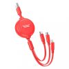 Hoco X75 3in1 töltőkábel USB to Micro USB / Type-c / Lightning piros